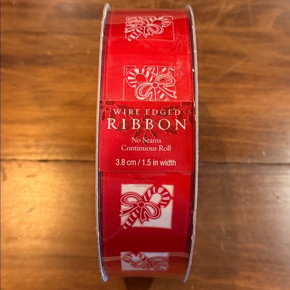 NEW Sealed Kirkland Signature Wired Candy Cane Red 50 yds 1 1/2” Wide Christmas